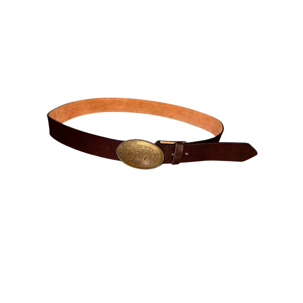Tommy‎ Hilfiger Brown Brass Buckle Leather Belt